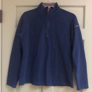 LL Bean Navy 1/2 1/4 Zip Soft Fitness Fleece Top